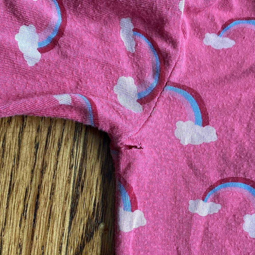 Pink rainbow print Kickee Pants zip up bamboo one piece pj with bum flap, 12-18M - Picture 8 of 12